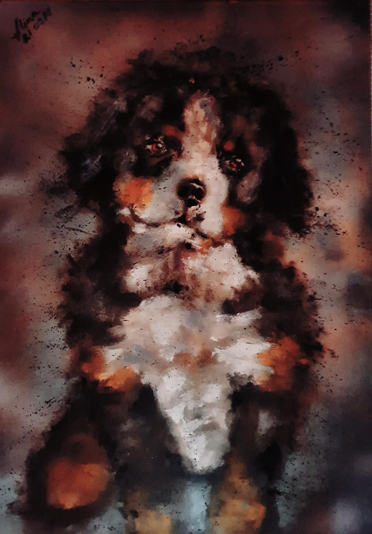 ArteDiAlina.com painting: a lionheart into a dog